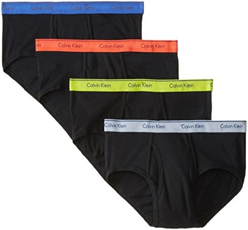 Calvin Klein Men's 4-Pack Cotton Classic Brief, Shark Tank/Knight Ride/Nara Orange/Dreamy, Small