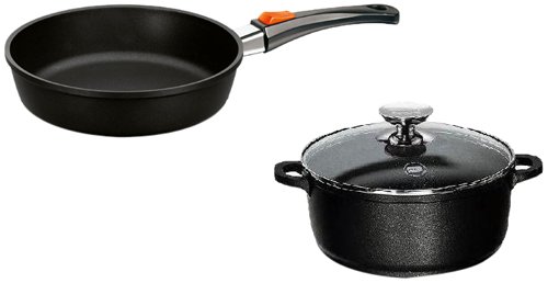 Berndes 298010 Aluguss Kochtopf-Set (Glasdeckel 24 cm Energieeffizienzklasse A, Schmorpfanne 24 cm) 2-tlg.