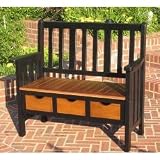 3-Drawer Bench (Black/Oak) (36H x 39.5W x 19.5D)