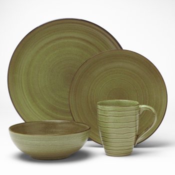 PTS America 222 Fifth Studio Khaki 16-Piece Dinnerware Set, Service for 4 by PTS America