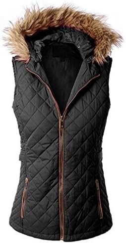 Trendefinition Women's Plus Size Quilted Puffer Jacket Vest With Detachable Hoodie