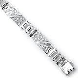 Sterling Silver Cubic Zirconia Rhodium Plated Men's Bracelet