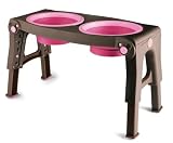 Popware for Pets Expandable/Collapsible Pet Feeder, Large, Pink