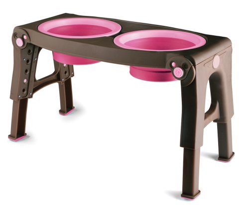 Popware for Pets Expandable/Collapsible Pet Feeder, Large, Pink