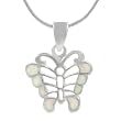 Sterling Silver Butterfly with White Opal Necklace