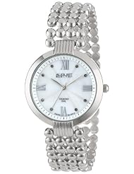 August Steiner Womens AS8065SS Diamond Mother-Of-Pearl Swiss Quartz Bracelet Watch