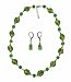 Necklace - Earrings Set - N492 - Murano & Glass Beads + Matching Earrings ~ Green Twists and Cubes
