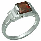 2.00 Carats Princess Cut Genuine Garnet Sterling Silver Ring