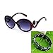Top Plaza Women Sunglasses Retro Style, Butterfly Clouds Arms Semi-Transparent Round Vintage Sunglasses,Gentle Sunglasses, 4 Colors (Black Frame + Grey Gradient Lens)