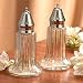 2 PIECE SALT AND PEPPER SHAKERS - 2 PIECE GLASS SALT AND PEPPER SHAKERS WITH NICKEL PLATED COVERS - salt dish