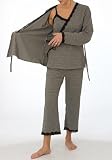 La Leche League Intimates 3-Piece Jacquard Pajama Set with Nursing Tank Top Loungewear