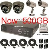 USA Security Store --- CCTV 4 Sony CCD Day/Night Vision Color Vandal Dome and bullet Cameras with 4 CH Security Surveillance DVR System Built-in 500GB HDD, Included 4x65FT video cables and Power Supplies KIT