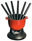 Staub Fondue Set with 6 Forks, Pimento Red