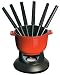 Staub Fondue Set with 6 Forks, Pimento Red