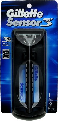 HealthPersonalCare: Gillette Sensor 3 Razor 1 Razor, 2 Refill Cartridges