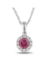 10K White Gold, Pink and White Gold, Pendant with Chain, (.5 cttw, GH Color, I1- I2 Clarity), 17"