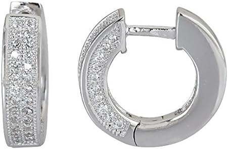 Sterling Silver Micropave Hoop Earrings with 2 Rows of Cubic Zirconia