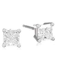 IGI Certified Platinum Princess Stud Earrings(1 1/2 Ctw, F Color, Vs2 Clarity)
