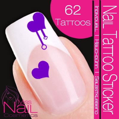 Nail Tattoo Sticker Herz - lila Preisvergleich