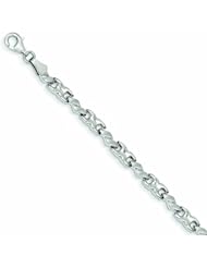 14K White Gold with Satin and High Polished X & O Bracelet 7 Inches