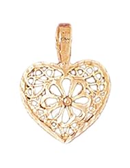 Dazzlers Solid 14k Gold Filigree Heart Charm Pendant Available in three colors from jewelsberry (weights: 0.9 grams only)
