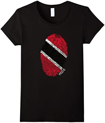 Women's Trinidad &amp; Tobago Pride Flag Fingerprint Country T-Shirt Small Black