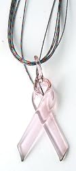 Breast Cancer Awareness Glass Necklace - Ribbon