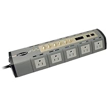 Cyberpower 1010HT 10-Outlet Surge Suppressor 4200 Joules 15A RJ11/Coax(3)/RJ45 EMI/RFI Right-angle