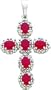 14 karat white gold genuine diamond and ruby cross charm