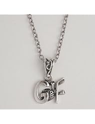 GOLF Necklace Sterling Silver Golf Ball, Tee, and Club Spell GOLF on 18 Inch Stainless Steel Link Chain