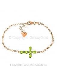 Peridot Cross Bracelet in 14k Rose Gold
