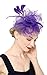 Cizoe Flower Cocktail Tea Party Headwear Feather Fascinators Top Hat for Girls and Women(1-purple)