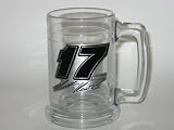 MATT KENSETH #17 15 ounce GLASS TANKARD MUG with Pewter Logo
