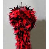 100g Red and Black Mix Feather Chandelle Boa Long Fluffy 72inch