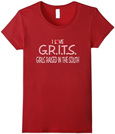 Women's I LOVE GRITS Girls raised in the south TShirt Medium Cranberry