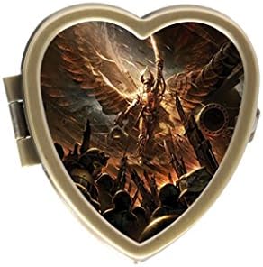 Custom Warhammer 40k Particular Bronze Two Compartment Pocket/Purse/Travel Heart Shaped Pill Box Case From ShangRa