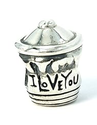 .925 Sterling Silver " I LOVE YOU on Honey jar " Pandora Troll Chamilia Biagi Bead Compatible