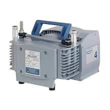 BrandTech 731003 PTFE ME4 NT Diaphragm Vacuum Pump with US Plug, 120V Power Supply, 2.60cfm Pumping Speed, 9.41" Width x 7.80" Height x 9.57" Depth