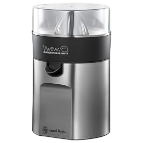 Marco Pierre White by Russell Hobbs 14067 Citrus Juicer in brushed aluminium with drip free spout and interchangeable cones for different size fruit