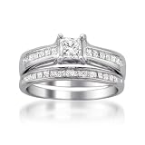14k White Gold Princess-cut Diamond Bridal Set Ring (1 1/10 cttw, I-J, I1-I2)
