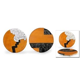Ceramic plates, 'Shipibo Color' (pair)