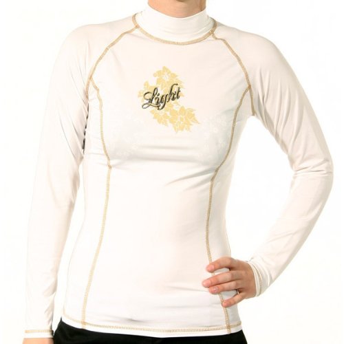 Damen Lycra Light Flower LS wms white S