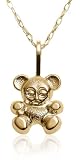 14k Yellow Gold Children's Teddy Bear Pendant, 15 