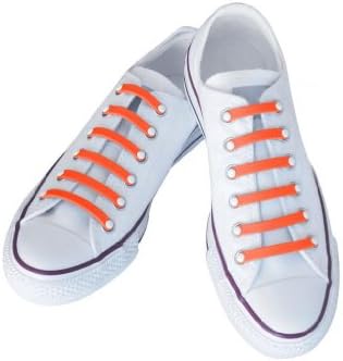 SillyLaces Silicone Slip On Shoelaces Adult Wide, Orange