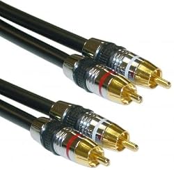 Premium Grade 24K Gold Stereo RCA Cable, Red & White, 3 ft