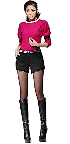 ショートパンツ ウール パンツ セクシー ブーツ スキニー ハイソックス ニーハイ 美脚 エレガンス キュート カジュアル パーティ ２次会 レディース 秋物 冬物 可愛いスカーフ付き R360