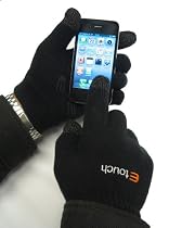 Etouch Touchscreen Gloves, for iPhone, iPad, Blackberry, Samsung, HTC and other smartphones, PDA's & Sat navs, Black