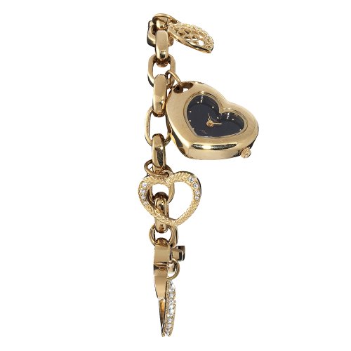 Armitron Women's 753686BKGP Swarovski Crystal NOW Gold-Tone Charm Bracelet Watch