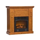 SEI Mission Glazed Pine Electric Fireplace