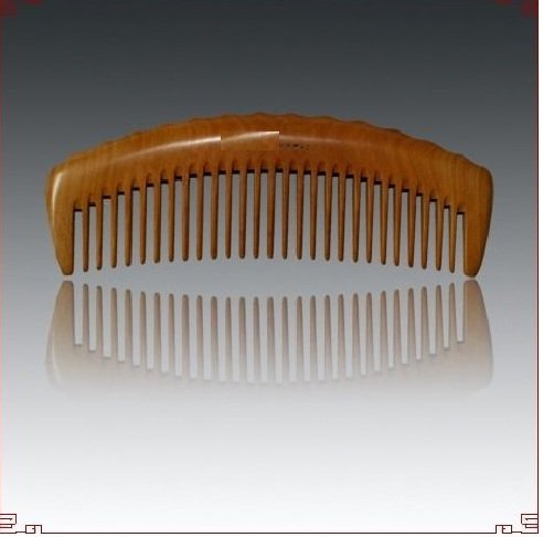 PMTM4-2 - 100% Peach Wood Princess Seamless Wooden Comb - 5.5 Inches (All Natural, High Quality!)